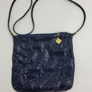 Whiting and Davis Navy Metal Mesh Crossbody Bag NWOT
